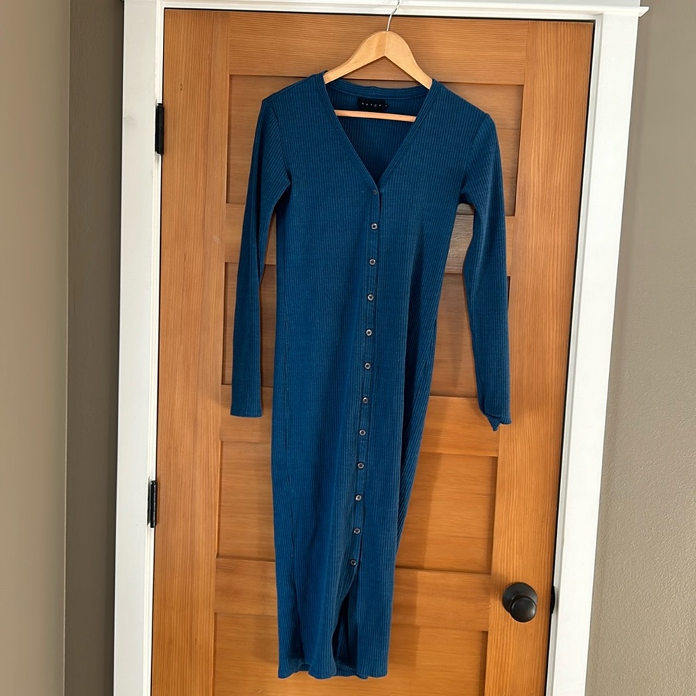Hatch maternity rib knit button down dress size 1